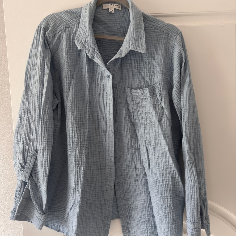 Anne Klein Light Blue Long Sleeve Top